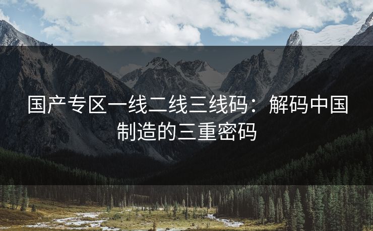 国产专区一线二线三线码：解码中国制造的三重密码