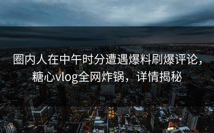 圈内人在中午时分遭遇爆料刷爆评论，糖心vlog全网炸锅，详情揭秘
